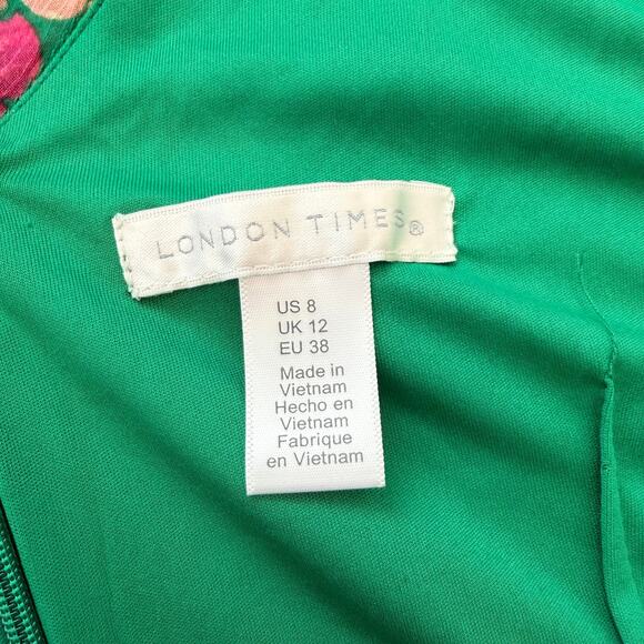 London Times Sleeveless Floral Ruffle Wrap Asymmetrical Hem Maxi Dress Sz 8 NEW - Picture 11 of 15